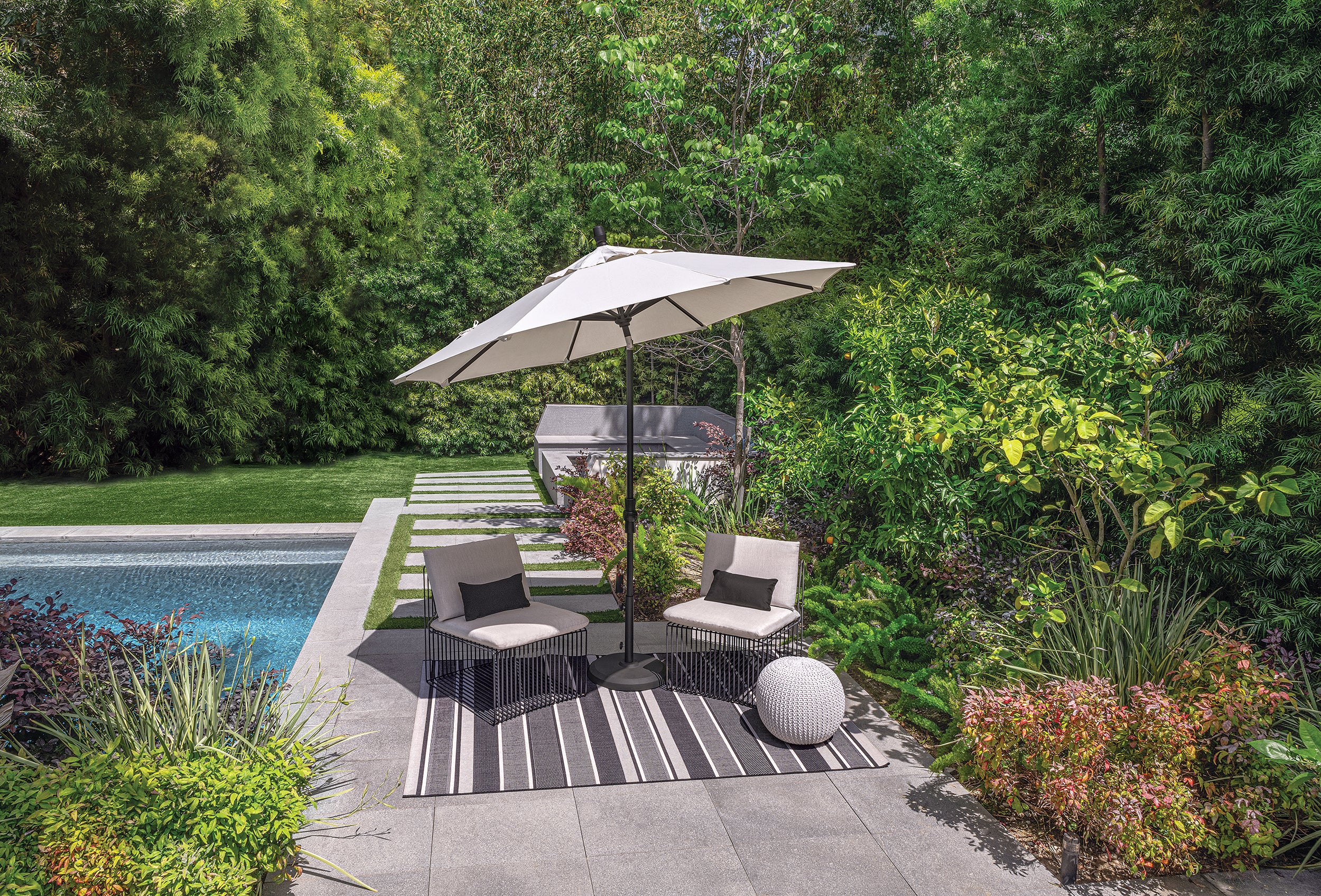 Cairo - Natural & Black Outdoor Rug for Patio