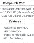 88 lb EZ Lock Galvanized Plate Rolling Umbrella Base