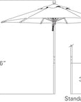 Treasure Garden 9ft Quad Pully Lift Market Umbrella