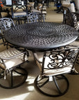 Bella 60" Round Aluminum Dining Table with Inlaid Lazy Susan