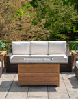 Teak Rectangle Hexagon Fire Table