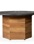 Teak 48" Rd Hexagon Fire Table