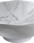 White Marble 8 in. Round Salad Bowl