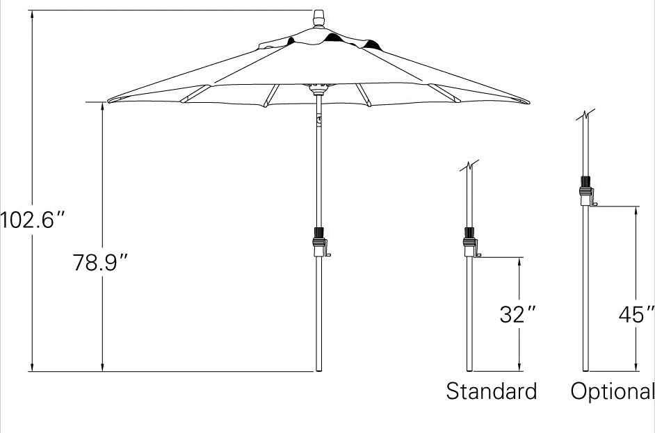 Treasure Garden 9ft Collar Tilt Octagon Market Umbrella