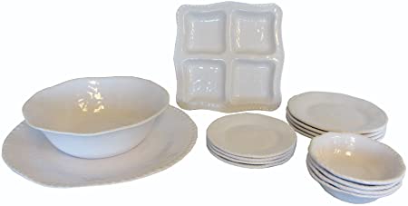White Rope Rectangle 13 in. Chip n Dip White
