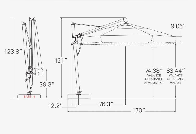 13' Starlux AKZ Plus Cantilever Umbrella