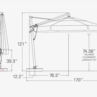 13' Starlux AKZ Plus Cantilever Umbrella