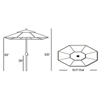 Galtech - 779 - Deluxe Auto Tilt - 8' x 11' Oval Umbrella