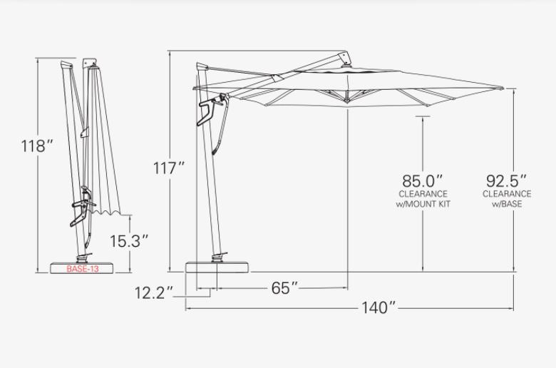 13&#39; AKZ Plus Octagon Cantilever Umbrella