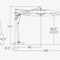 10' x 13' AKZ Plus Rectangular Cantilever Umbrella