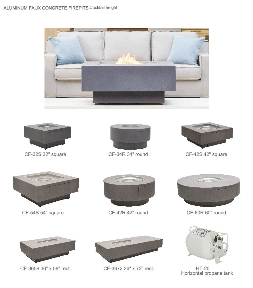 Faux Concrete 42" Sq Aluminum Fire Pit
