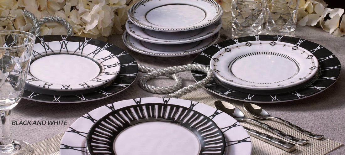 Black & White 6 in. Appetizer Plates - Set of 4