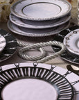 Black & White Round 11 in. Dinner Plate Dark Rim