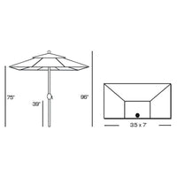 Galtech International - 772 - Half Wall - 3.5' x 7' Umbrella