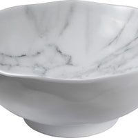White Marble 8 in. Round Salad Bowl