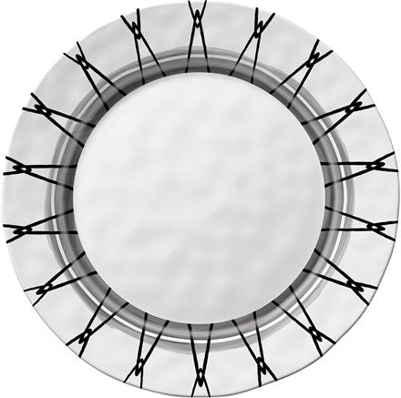 Black &amp; White Round 11 in. Dinner Plate Light Rim