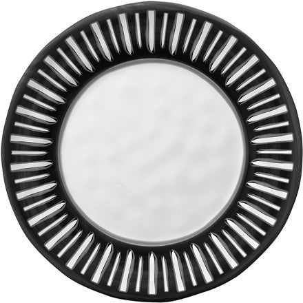 Black &amp; White Round 8 in. Salad Plate Dark Rim