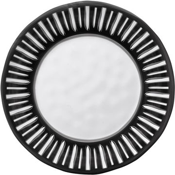 Black & White Round 8 in. Salad Plate Dark Rim