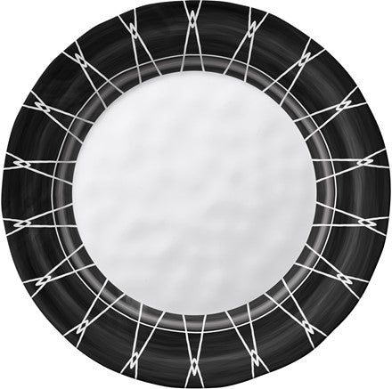 Black &amp; White Round 11 in. Dinner Plate Dark Rim