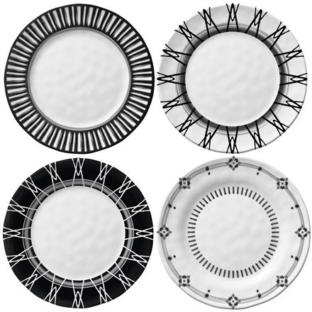 Black &amp; White 6 in. Appetizer Plates - Set of 4