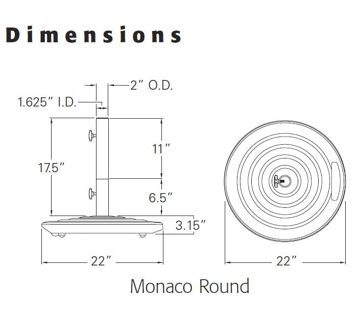 Treasure Garden Monaco Round Umbrella Base - 100 lbs