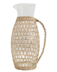 Glass Pitcher with Woven Seagrass Sleeve