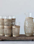 Glass Pitcher with Woven Seagrass Sleeve