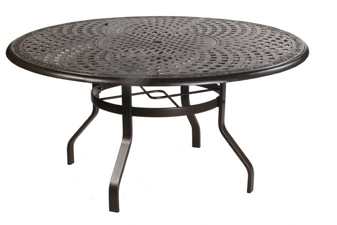 Bella 60" Round Aluminum Dining Table with Inlaid Lazy Susan