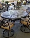 Bella 60" Round Aluminum Dining Table with Inlaid Lazy Susan