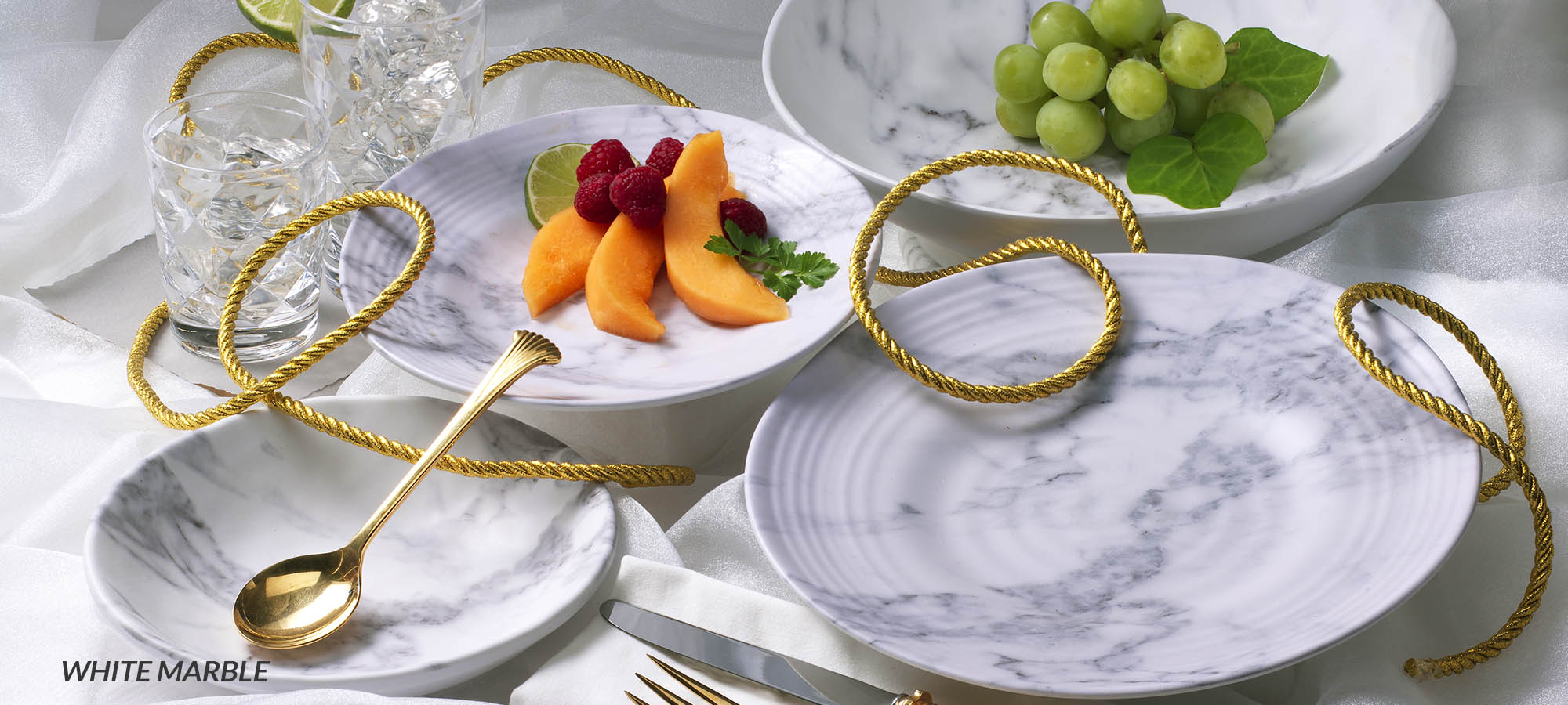 White Marble Round 8.5 in. Salad Plate